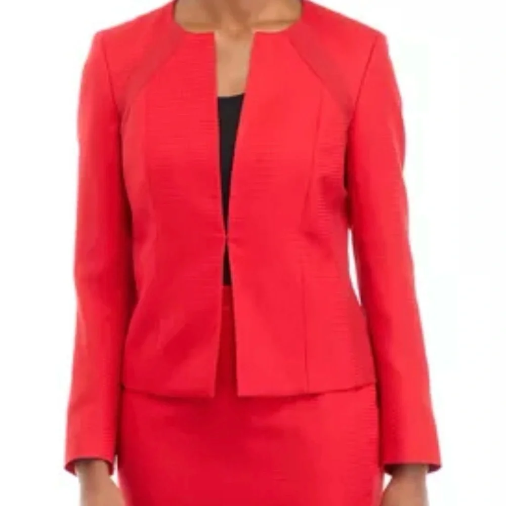Le Suit Women's Red Jacket Blazer With Hook and Eye Closure Sz 16 NWT - Picture 2 of 15